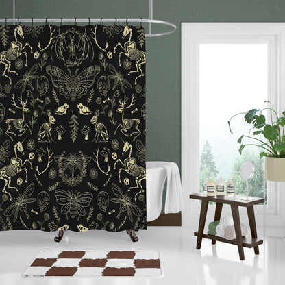 TSLOVER Black Goth Skull Shower Curtains,Spooky Gothic and Skull Shower Curtain for Bathroom,Funny Western Witchy Waterproof Polyester Fabric Bath Curtain Decor,72x72 Inches