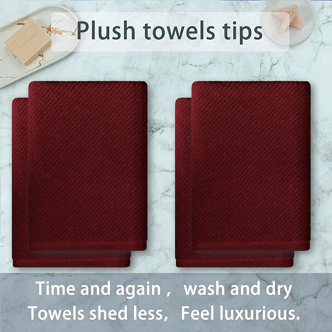 VOOVA & MOVAS Red Bath Towels, 4 Pack Large 30" x 56"