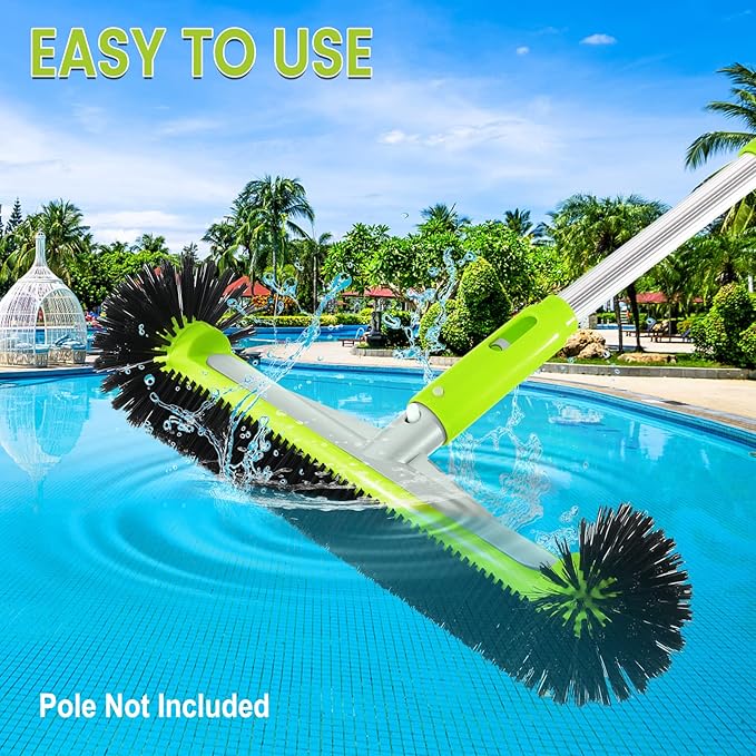 Swimming Pool Brush Head with Round Ends, 17.5" Heavy Duty Aluminum Back Head