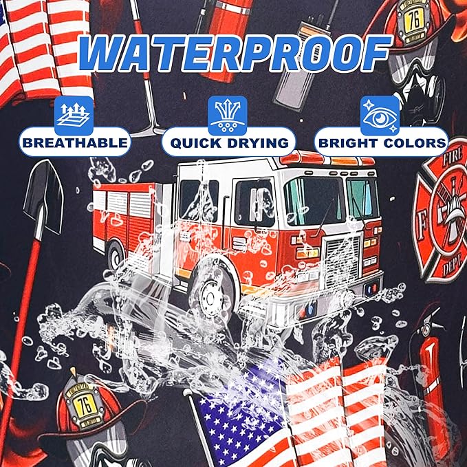 Fire Truck Fireman Laundry Basket Firefighters Oxford Cloth Laundry Hamper