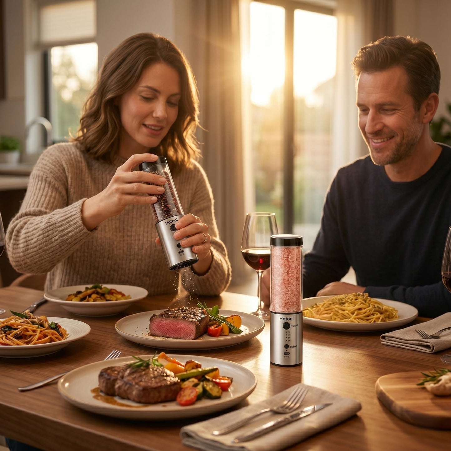 Larger Capacity Electric Salt and Pepper Grinder Set, Rechargeable Salt and Pepper Shakers Set, Kitchen Gadgets Salt and Pepper Mill,Perfect Dad Gifts