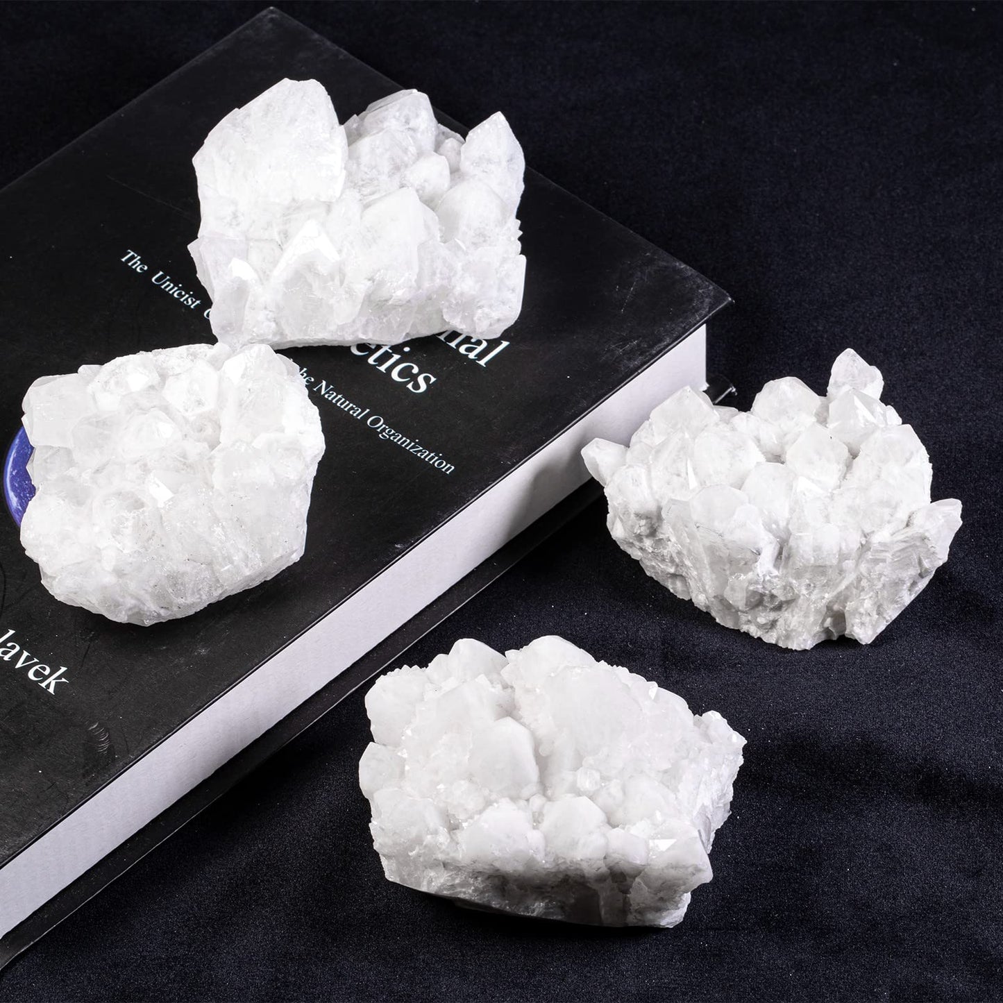 Nupuyai Natural Clear Quartz Crystal Cluster Stone Specimen Irregular Raw Rock Crystal Geode Home Decor for Healing/Meditation/Collection, 0.56-0.88 lb