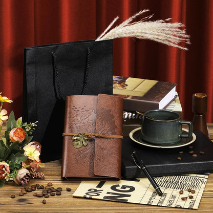 Gueevin Graduation Leather Journal and Pen Gift Set Refillable Notebook and Pen Set with Gift Bag Box 150 Pages A5 Lined Hardcover for Graduation Birthday Holiday Present, Brown