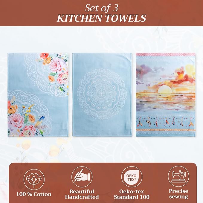 Maison d' Hermine Kitchen Towels Set of 3 100% Cotton 27.50" x 20" Reusable