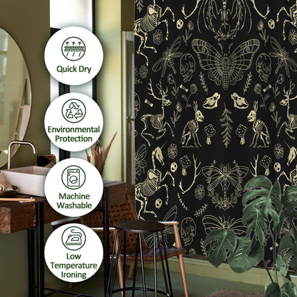 TSLOVER Black Goth Skull Shower Curtains,Spooky Gothic and Skull Shower Curtain for Bathroom,Funny Western Witchy Waterproof Polyester Fabric Bath Curtain Decor,72x72 Inches