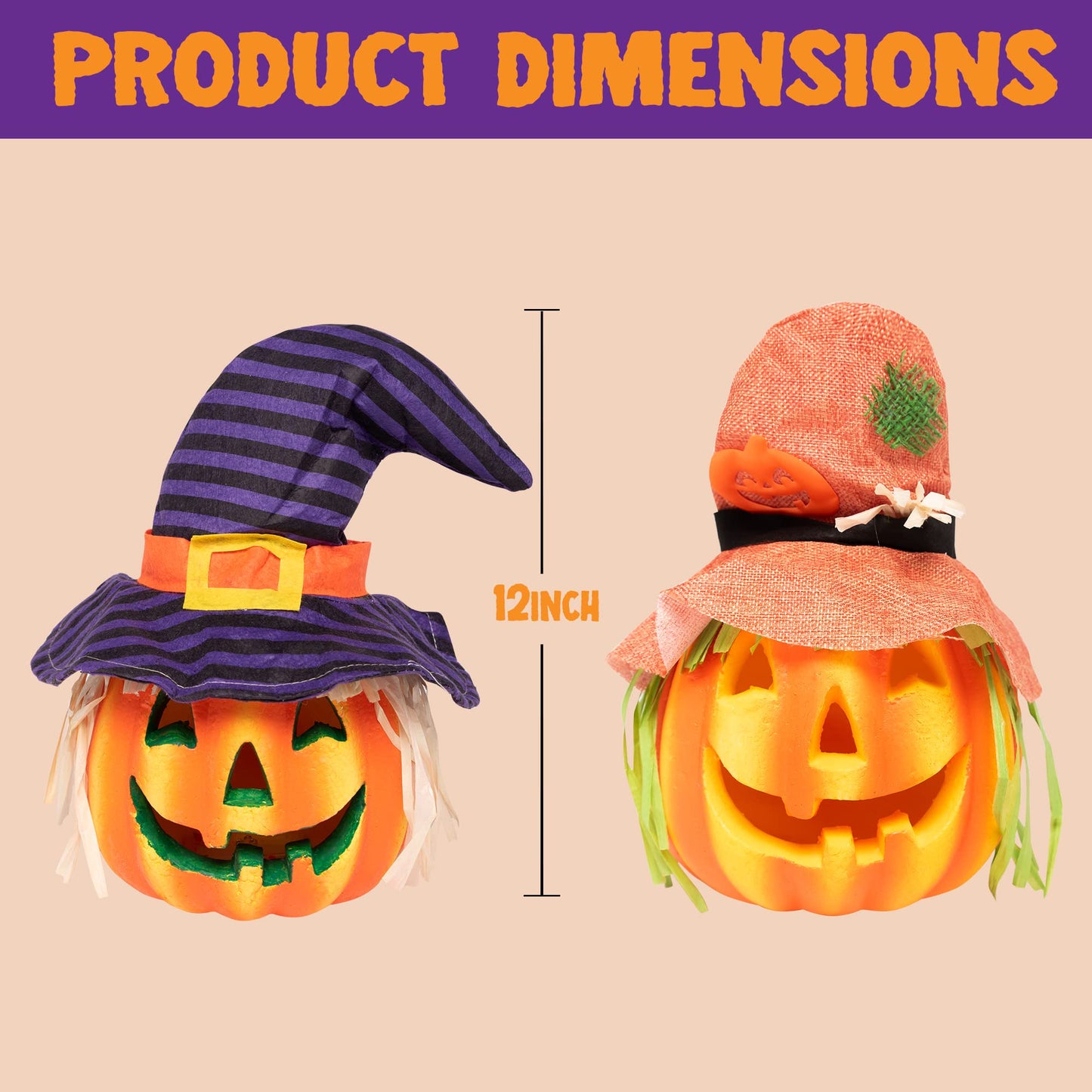 JOYIN 6 Pcs Light Up Pumpkins Halloween Decorations Outdoor Indoor Jack O Lanterns Decor LED Foam Home Large Trick Or Treat Bucket
