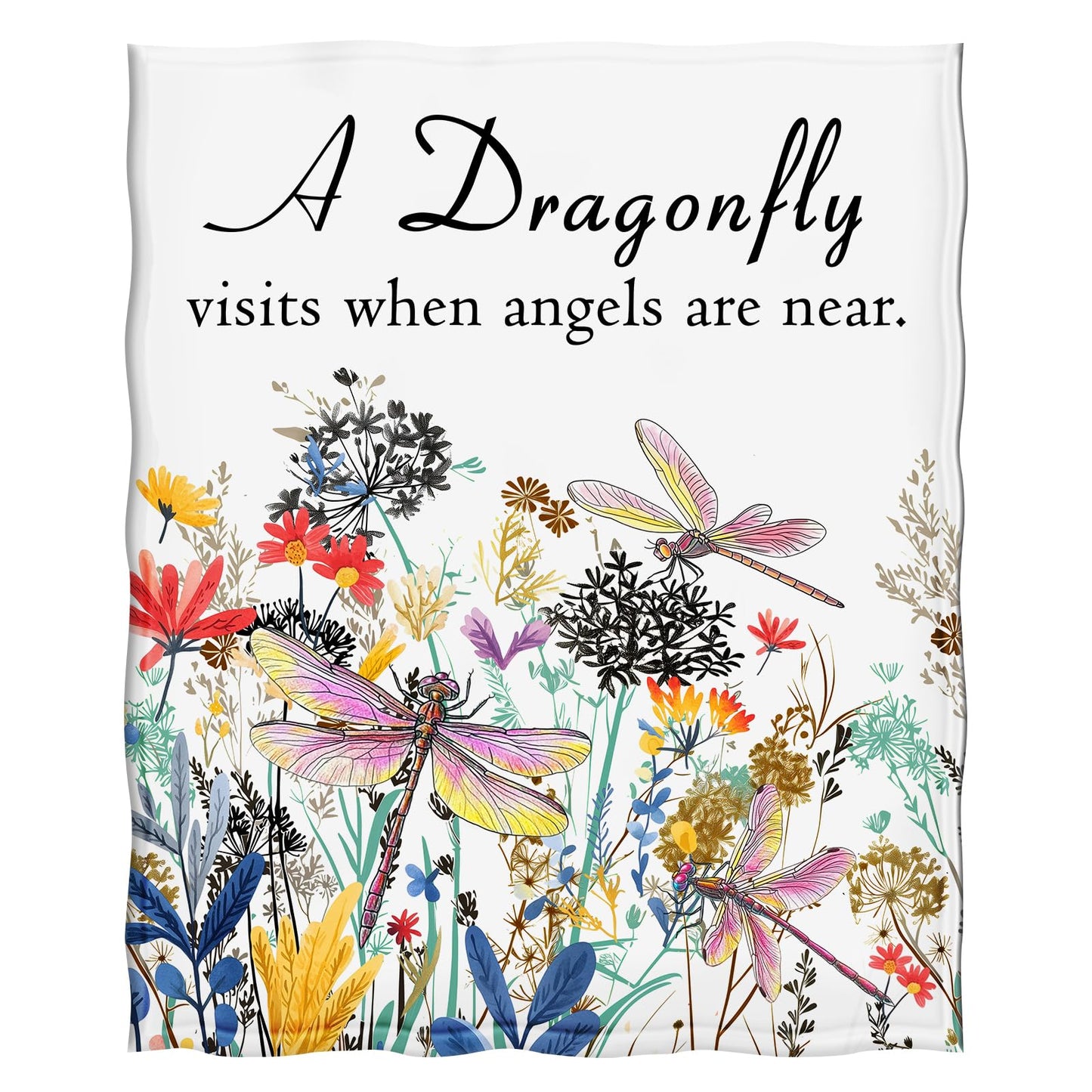 Levens Dragonfly Blanket Gifts for Girls Women, 50"x60" Dragonfly Floral Throw Blankets Soft Cozy Flannel Lightweight Blanket Decor for Couch Sofa Bed Birthday for Dragonflies Lovers