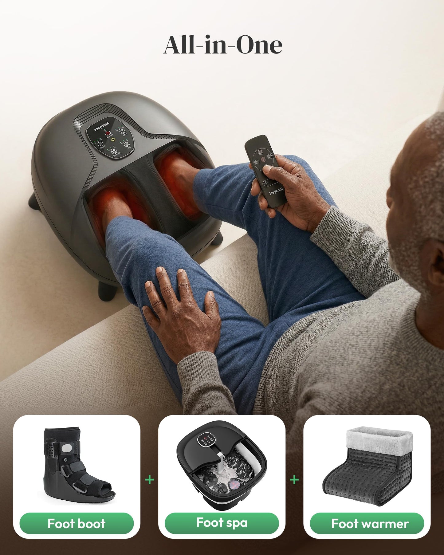 Heycool Fathers Day Dad Gifts, 2026 Upgrade FSA Eligible HSA Foot Massager, Shiatsu Foot Massager Machine with Heat and Compression for Plantar Fasciitis Neuropathy, Remote Control, Gifts, Size 14