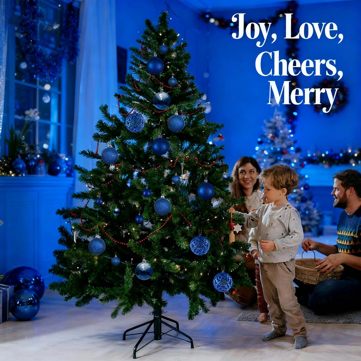 Christmas Balls Tree Ornaments Set, Shatterproof Xmas Decorations Set with Reusable Hand-held Gift Package for Holiday Indoor Tree Decor (100Pcs, Dark Blue)