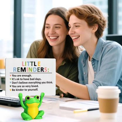 Inspirational Coworker Employee Appreciation Frog Gifts for Women, Boss, Manager - Cute Motivational Gifts Office Green Desk Decor Supplies for Women Men, Office Little Reminders You Are Enough