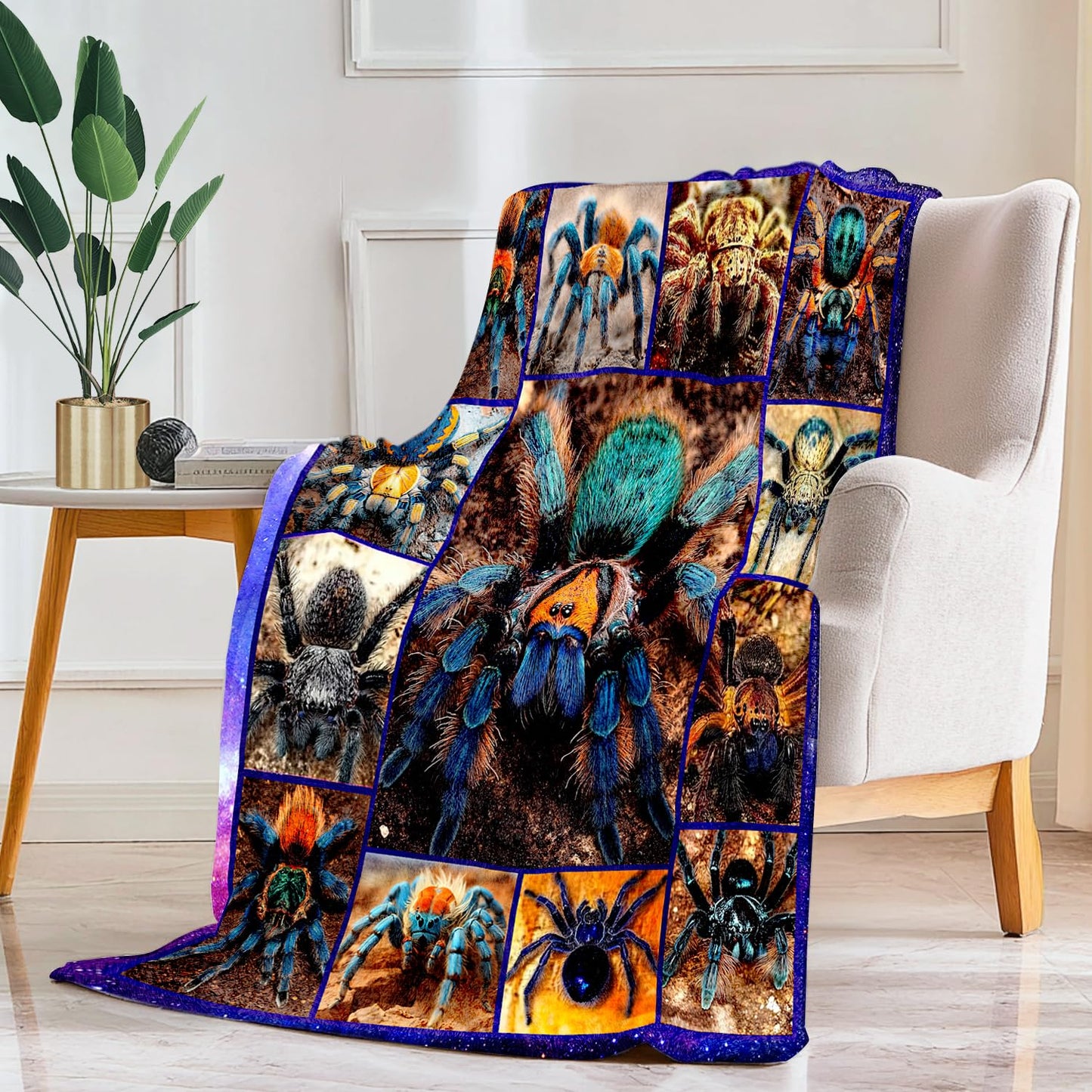 Spider Blanket Spider Decor Cozy Animal Throw Super Soft Plush Flannel Fleece Blanket Gift for Kids Adults Men Women Ultra Warm & Lightweight Flannel, 60"X50"