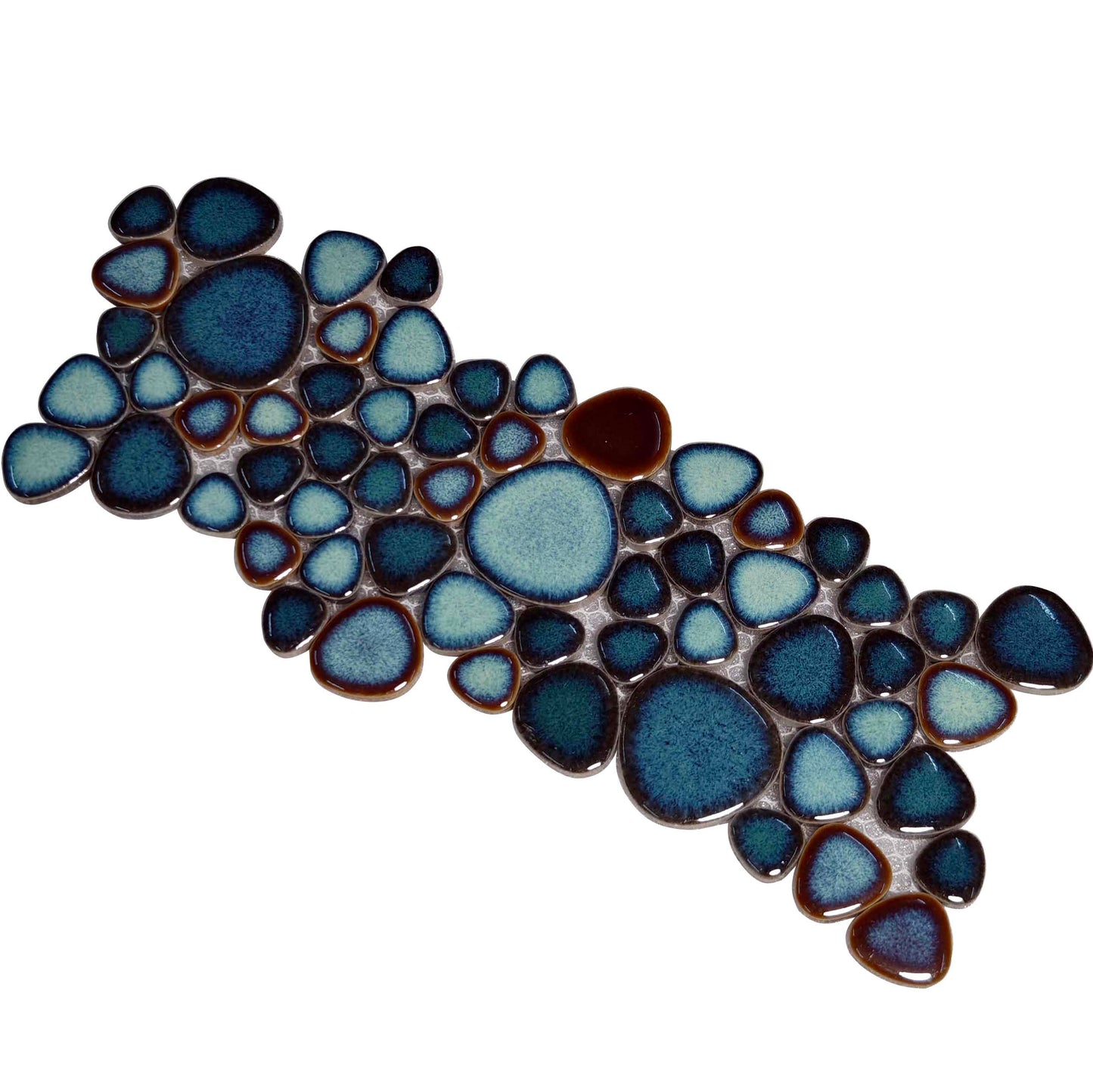 Hominter Artisan Pebble Mosaic Tile Sheet Irregular Blue Green Stone-Look Waterproof Ceramic Shower Floor & Wall Tiles, Kitchen Bath Backsplash and Pool Tiles (3x12 Sample)