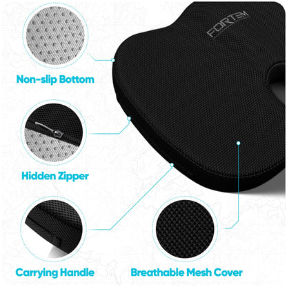 FORTEM Office Chair Cushion and Back Support for Office Chair, Lumbar Support Pillow, Memory Foam, Non Slip Sitting and Back Rest for Gaming, Car Seat Cushion, Chair Pad