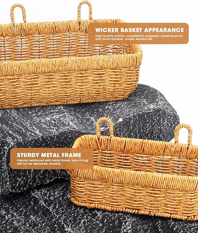 AceList Wall Hanging Basket, Boho Style Hand-Woven Hanging Storage Baskets