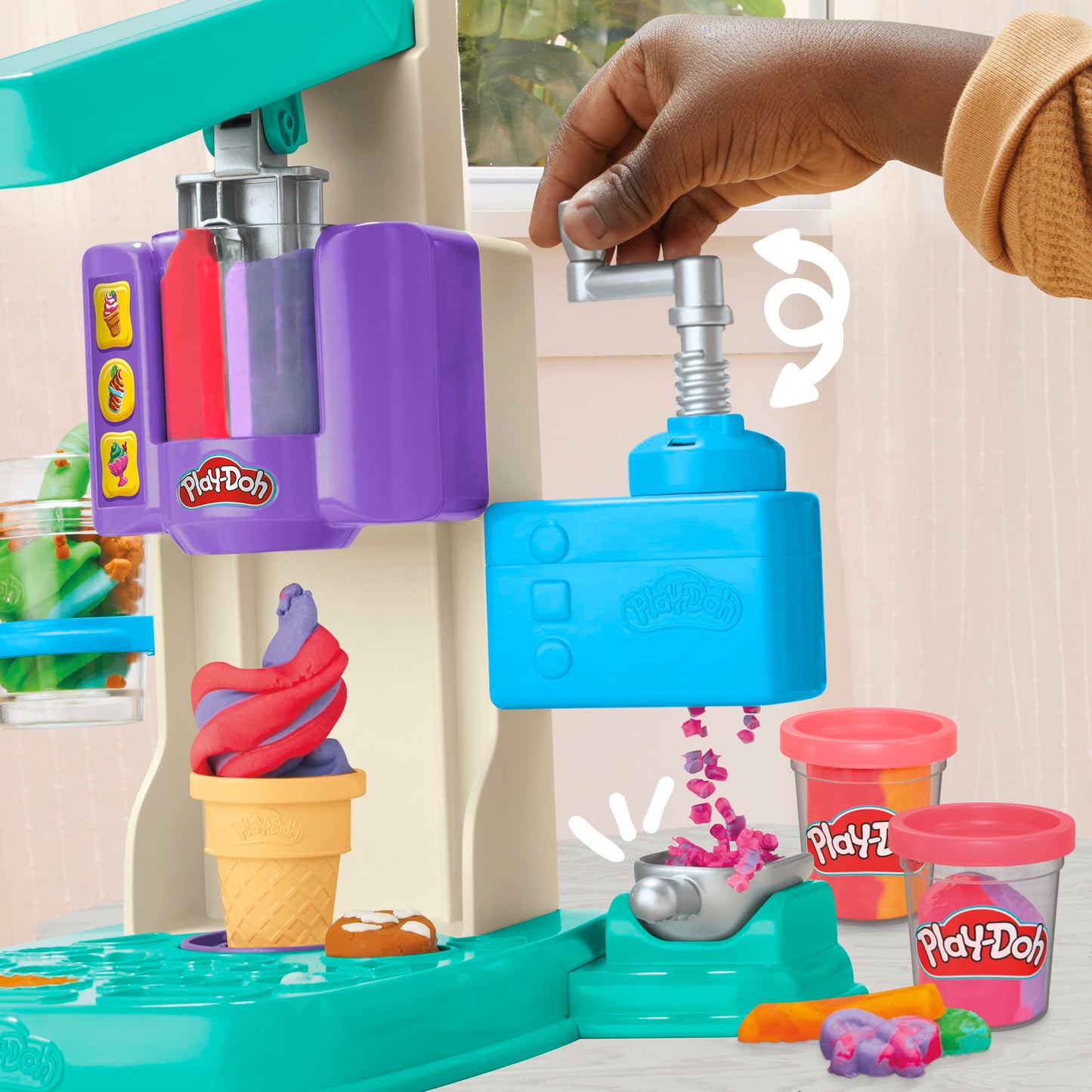 Play-Doh Rainbow Swirl Ice Cream Playset for Toddlers, Non-Toxic Modelling Compound Set, Crafts for Kids, Creative Toys for 3+ Year Olds