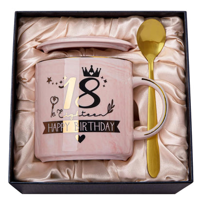 Best Friend Birthday Gifts for Women, Friendship Gifts for Women, Unique Birthday Valentines Day Gift Ideas for Her, Friends Female, Besties, BFF Ceramic Marble Coffee Mug Gift Box Printed Gold 14 oz