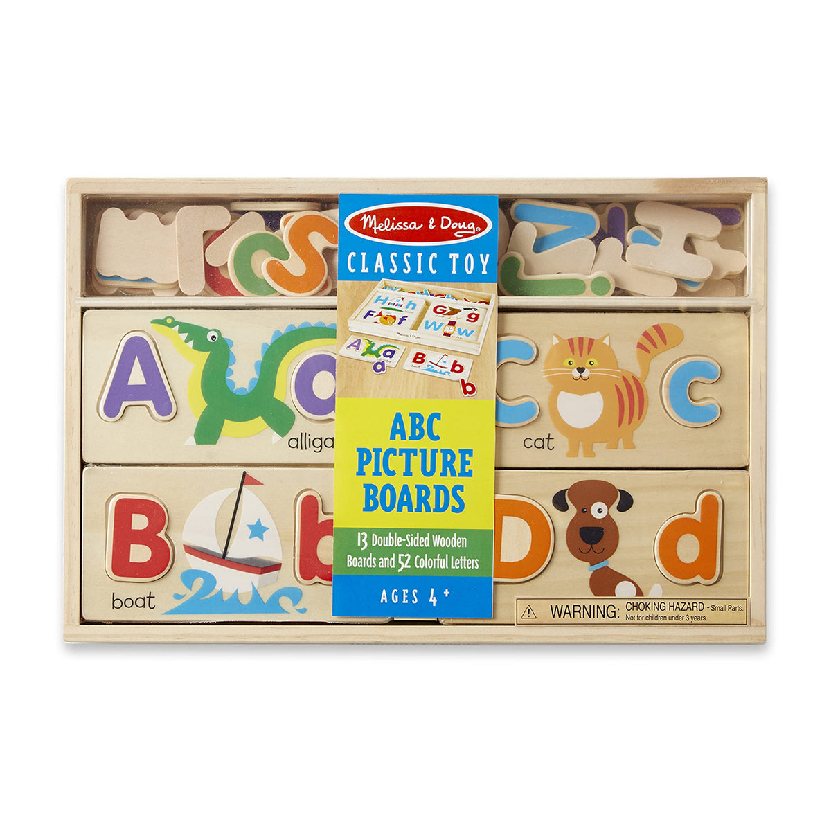 Melissa & Doug ABC Picture Boards - Educational Toy with 13 Double-Sided Wooden Boards and 52 Letters