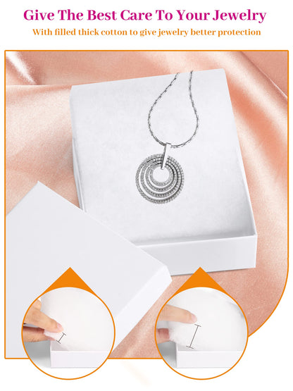 MESHA Cardboard Glossy Jewelry Gift Boxes, Cotton Filled Jewlery Box with Lids, White 3.5x3.5x1 Inch, Necklace Ring Bracelet Earring DisplayBox, Bulk Square Small Kraft Jewelry Gift Box, 96 Pieces