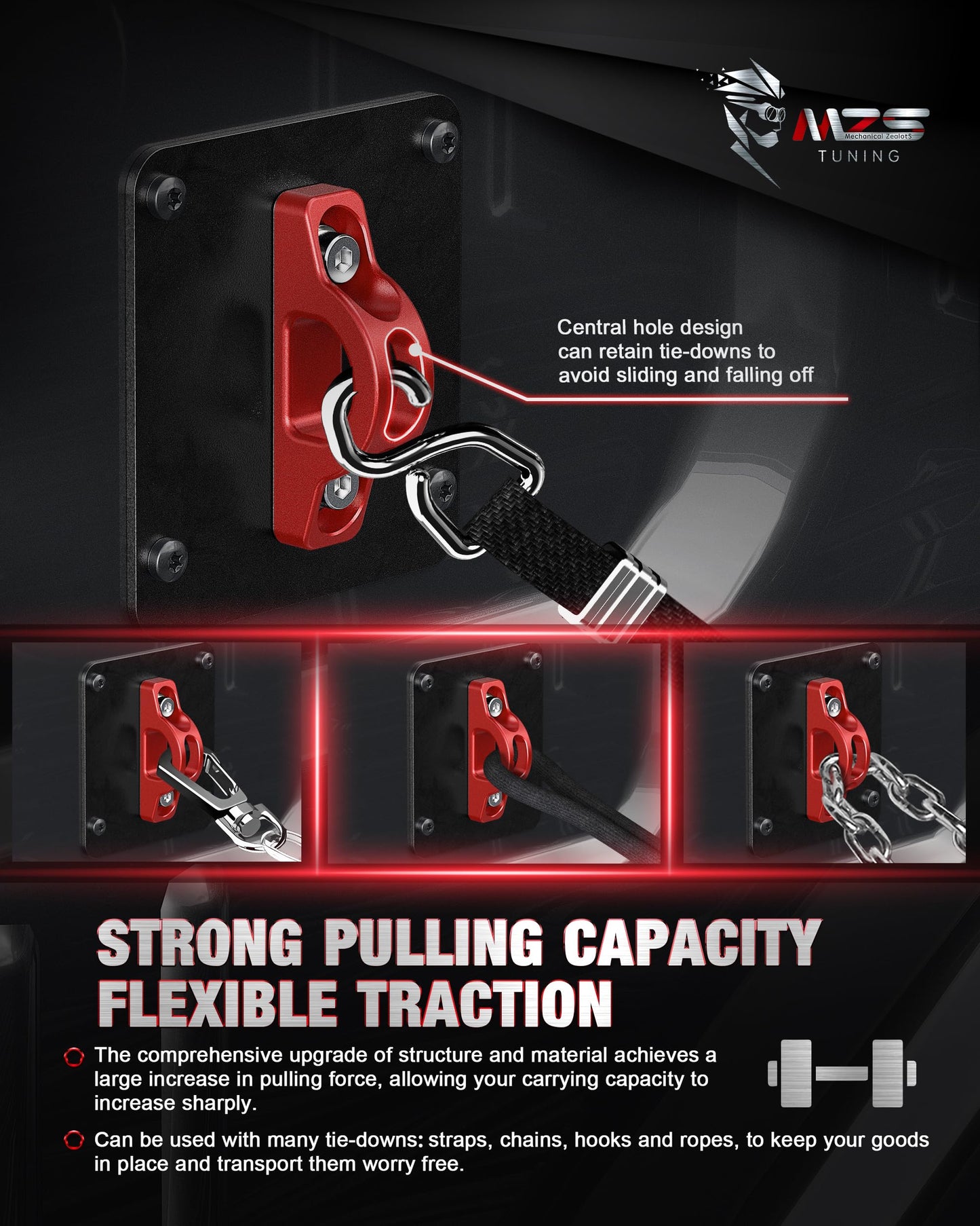 MZS 1" Rear Lift Blocks + Truck Bed Tie Down Anchors Compatible with 2015+ F250 F350 Super Duty, Pack of 4