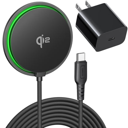 INIU for Mag-Safe Charger, Qi2 Certified 15W Fast Wireless Charging Pad with Cooling Fan for Gamers, Only for iPhone 17 16 15 14 13 12 Series, AirPods, and More (Adapter Included)