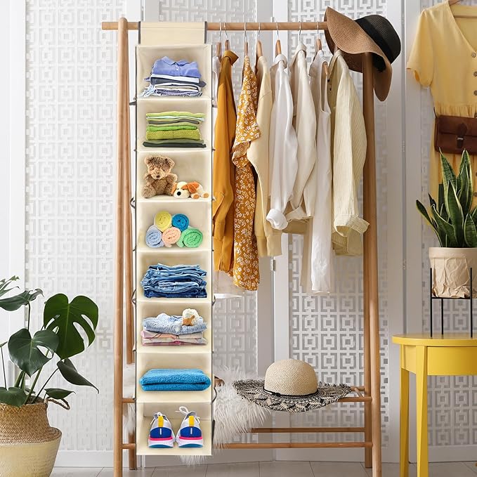 Large-Sized Hanging Shoe Organizer 8-Shelf, Hanging Closet Organizer