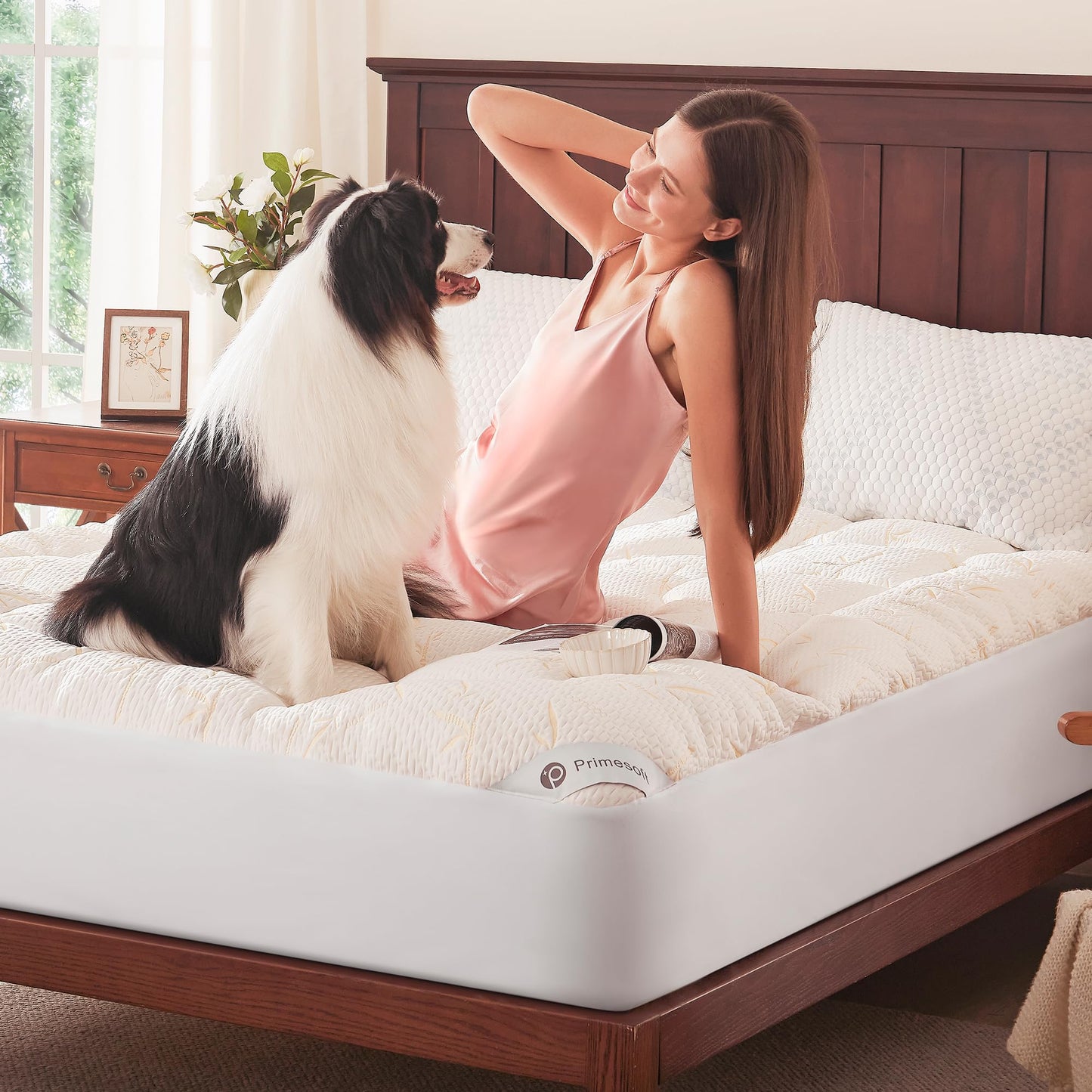 PRIMESOFT 100% Waterproof Queen Size Mattress Topper, Thick Pillow Top Mattress Pad，Up to 21 Inch Deep Pocket,Soft Breathable Mattress Pad for Back Pain, Protector Cover(Beige)