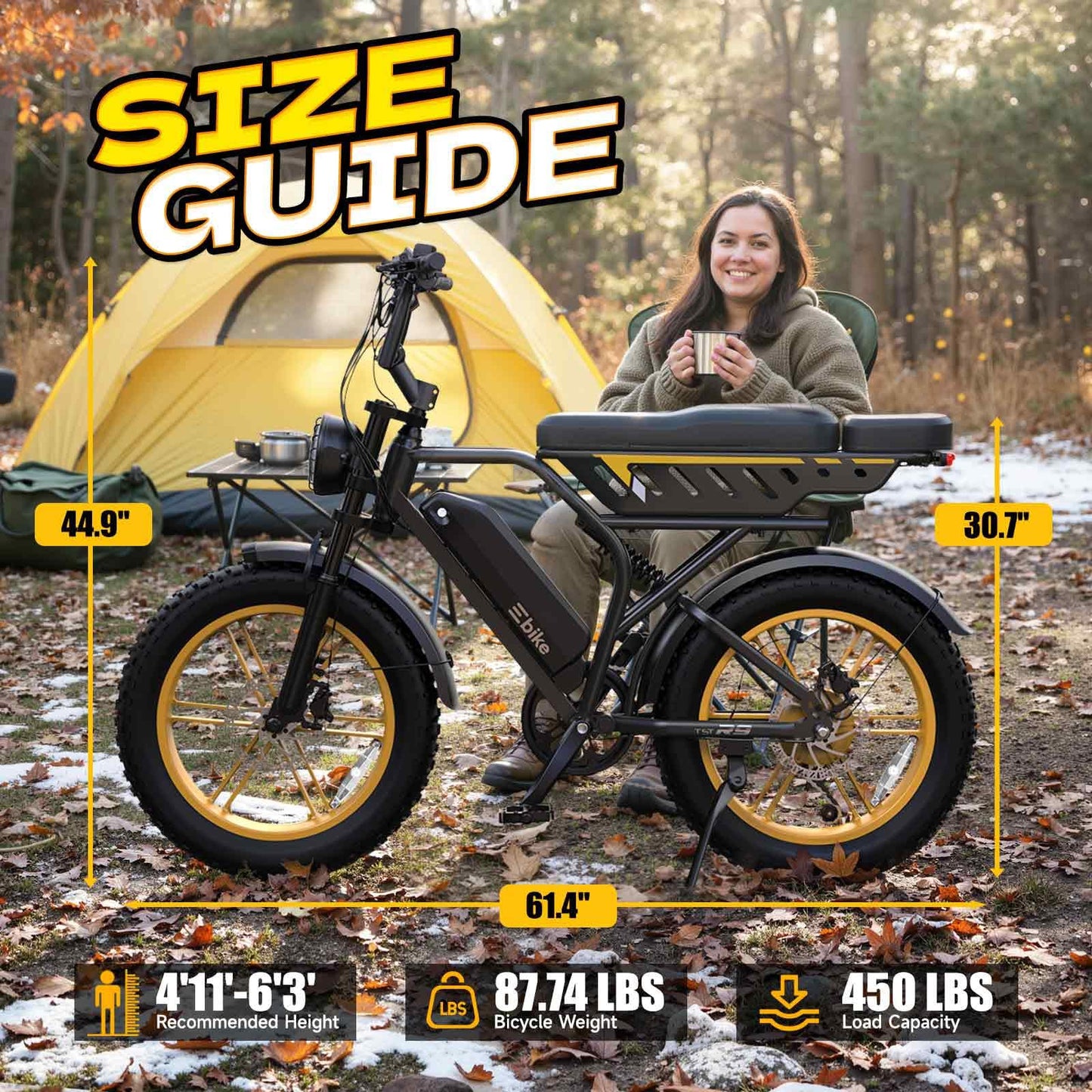 TST Electric Bike for Adults, 1500W Peak Motor 60 Miles Fat Tire E Bike with 48V 15Ah Removable Battery 20" Electric Bike with Dual Suspension, R9