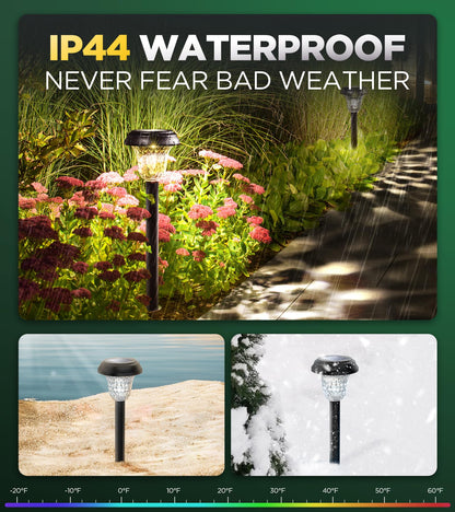 AUVERI 10 Pack Ultra Bright Solar Lights Outdoor Waterproof, from Dusk to Dawn Up to 12H Solar Light for Outside, Auto On/Off Solar Powered Garden Pathway Lights, Landscape Lighting (Cold White)