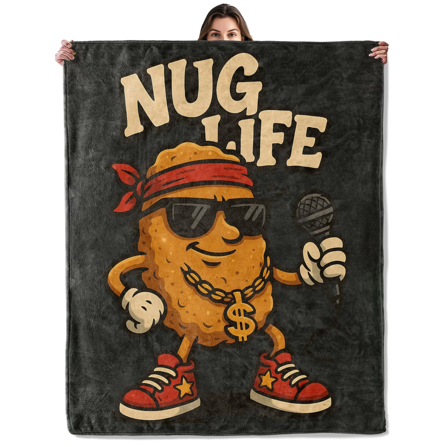 Chicken Nugget Throw Blanket for Boys Girls Kids Adults, Cozy Funny Food Theme Flannel Blankets Gifts for Camping, Bedroom, Couch, Room Home Decor, 50"x60"