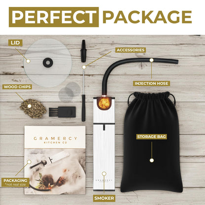 Cocktail Smoker Kit Holiday gift set - Indoor Drink & Food Infuser with Wood Chips | Old Fashioned Whiskey Bourbon Smoker Gift