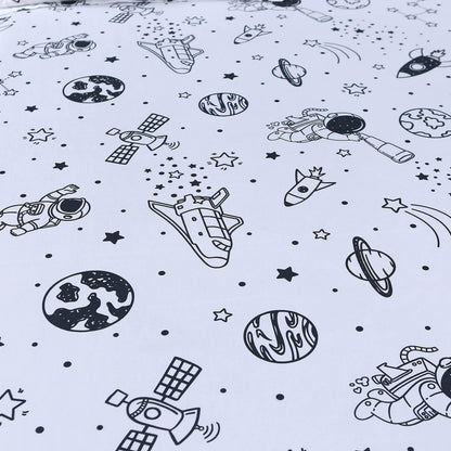 MAG 3 Pcs Space Sheets Twin,White Based Galaxy Planets Sheet Set,Super Soft Microfiber,for Kids Teens Boys Girls and Space Galaxy Lovers with 1 Fitted Sheet 14'' Deep Pocket and 2 Pillowcases.