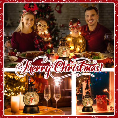 Christmas Snow Globe Glittering Christmas Music Box Snowman Christmas Trees with 8 Songs,Christmas Lantern for Indoor Holiday Party Gifts