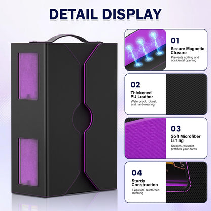 Commander Deck Box for MTG, 4-Deck Modular Card Case with Dice Tray Holds 400+ Double-sleeved Cards, Portable Trading Cards Storage Box 35PT Magnetic Holders Dividers Display Window for TCG/EDH
