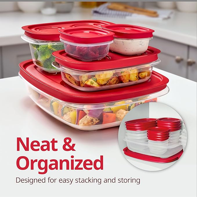 Rubbermaid EasyStore Rectangle and Square Containers, 22-Piece Set, Food