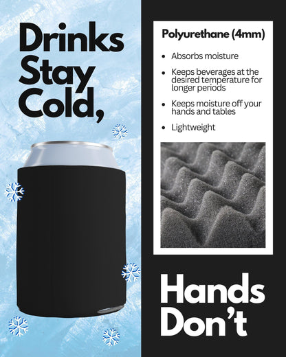 PartyPrints 25 Pack Black Blank Can Cooler Sleeves, Customizable Bulk Insulated Foam for Beer, Collapsible Plain Drink Holder, Cold Soda Insulator, 12oz Regular, 16oz Tall Cans