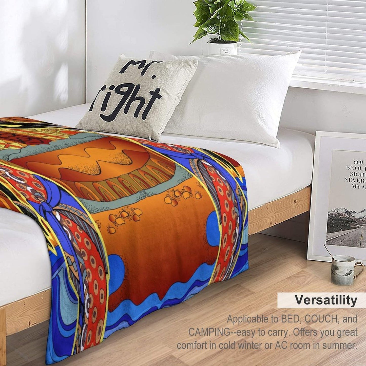 ZhiRain African Women Throw Blanket Southern Landscape Hand Drawn Black Woman Tribal Ethnic Pattern Blanket for Sofa Bed Couch Chair Or Dorm 50"x60"