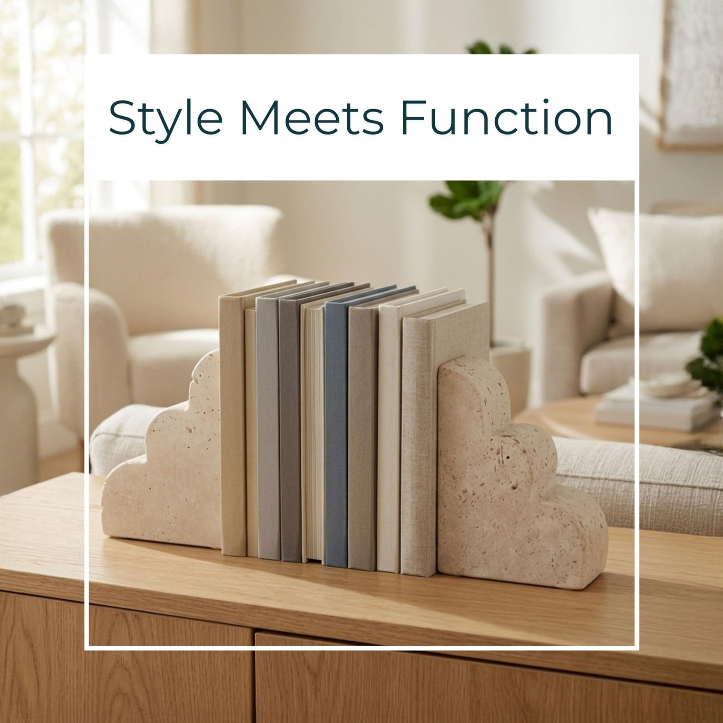 Sagebrook Home 5" Tan Travertine Cloud Bookends (Set of 2)