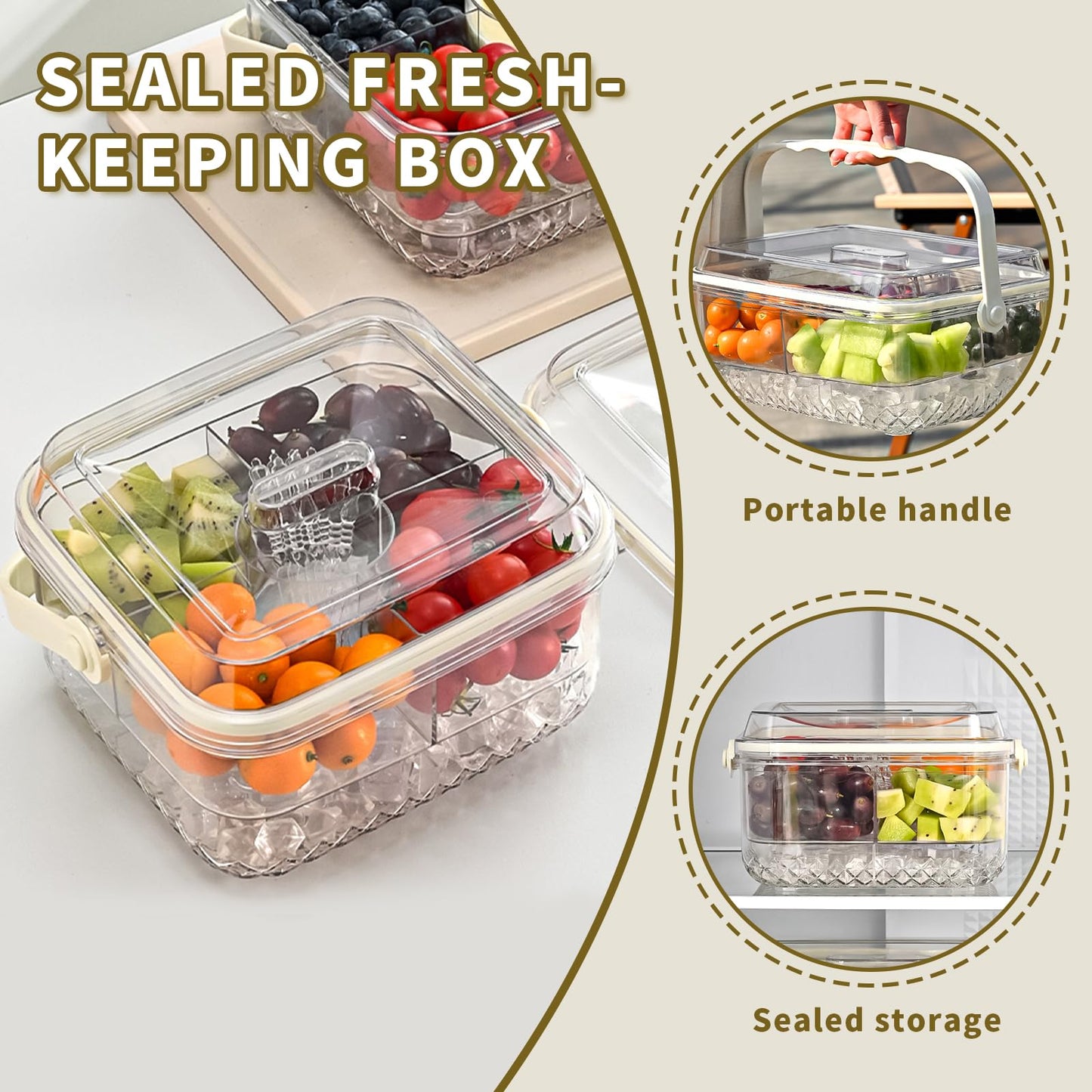 Small Premium Chilled Serving Tray with Lid for Parties,Cold Dish Perfect for Fruits,Veggies,Shrimp Cocktail - Keeps Food Cool,Ice Chilled Party Platter for Vegetables,Snacks,Candy and Appetizers