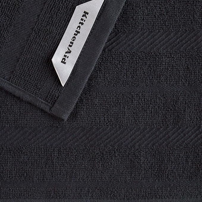 KitchenAid Albany Dishcloth 8 Pack Set, Matte Black/White