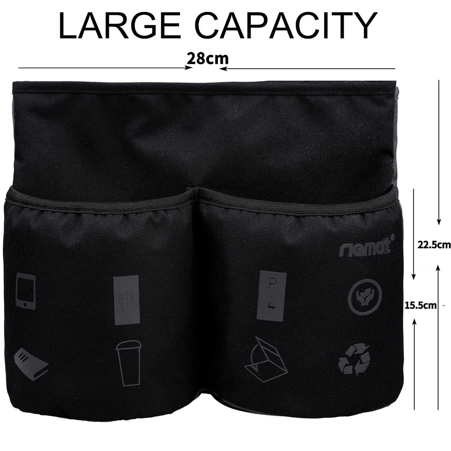 riemot Luggage Travel Cup Tablet Holder - Hold Ipad Books Passports Tickets Water Bottles - Fits Roll on Suitcase Handles - Gifts for Flight Attendants Travelers Accessories Black