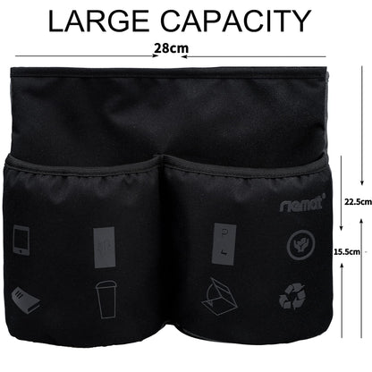 riemot Luggage Travel Cup Tablet Holder - Hold Ipad Books Passports Tickets Water Bottles - Fits Roll on Suitcase Handles - Gifts for Flight Attendants Travelers Accessories Black