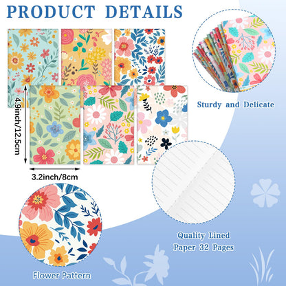 Motiskyy 24 Pcs Floral Pens Flower Ballpoint Pens Flower Notepads Set Design Line Notebook Employee Gifts Set for Student School Office Supplies, Back to School Gift(Cute)