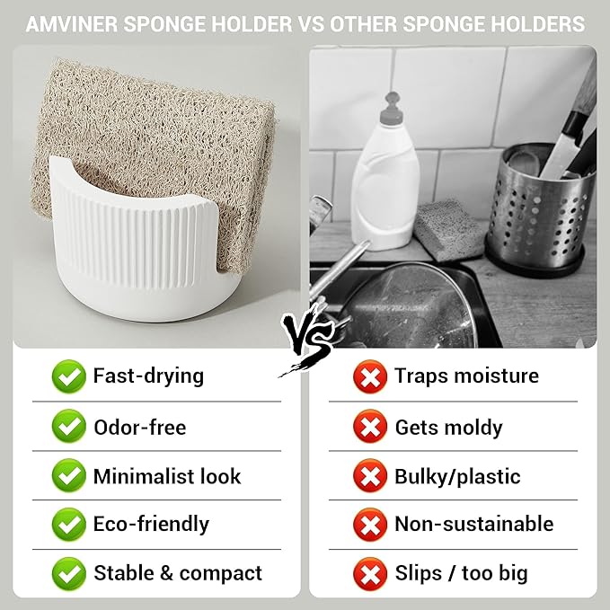 Diatomite Sponge Holder for Kitchen Sink Counter- Quick Drying, Fast Water