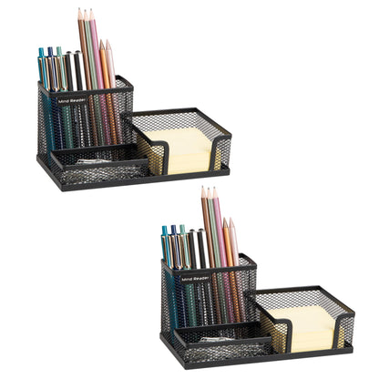 Mind Reader Desktop Organizer, Pen Holder, Clip Basket, Storage, Office, Metal Mesh, 8.07"L x 4.13"W x 3.94"H, Black