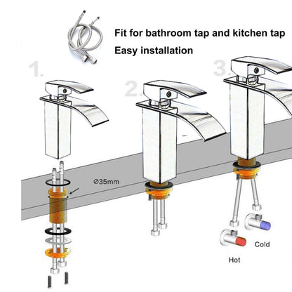 Pack of 2 Kitchen/Basin Monobloc Mixer Tap Connectors Flexi Pipes Tails British Standard Pipe M10 x1/2 Fitting 600mm Long