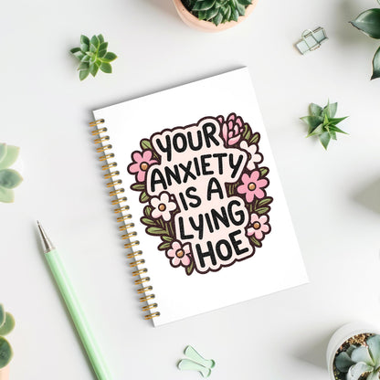 ROXMART Floral Mental Health Glitter Spiral Notebook, Anxiety Journal for women, Anti Anxiety Mental Health Gifts, Funny Psychology Positive Hardcover Notebook Journal, 5.5x8.3 Inch
