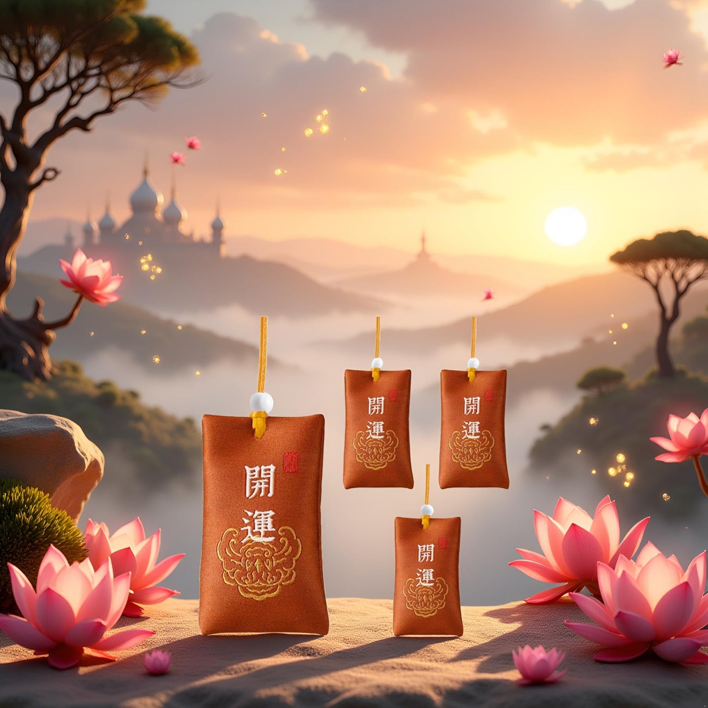 4 Pcs Spiritual Salt Pouch, Spiritual Salt with Sachet, Buddhist Spiritual Necklace, Spiritual Pouch for Money, Happiness, Chinese Amulet Sea Salts Substitutes
