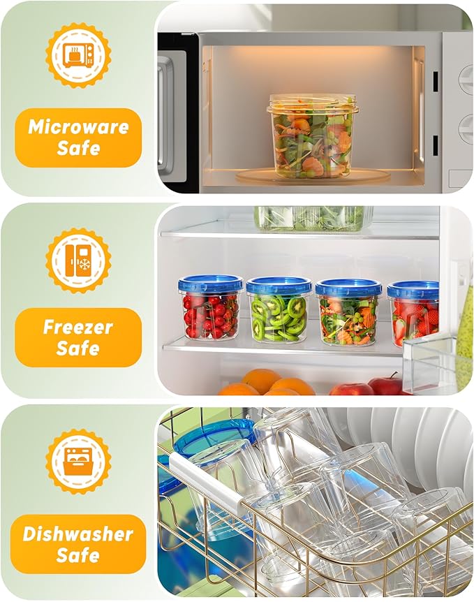 12 Pack-24 oz Freezer Storage Containers, Plastic Food Storage Containers
