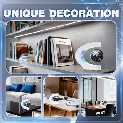 Flagest Magnetic Levitating Globe with LED Light, C Frame Floating World Globe Lamp, Cool Gadgets for Men Boys and Girls, Cool Stuff Tech Gifts for Office Bookshelf Home Desk Decor