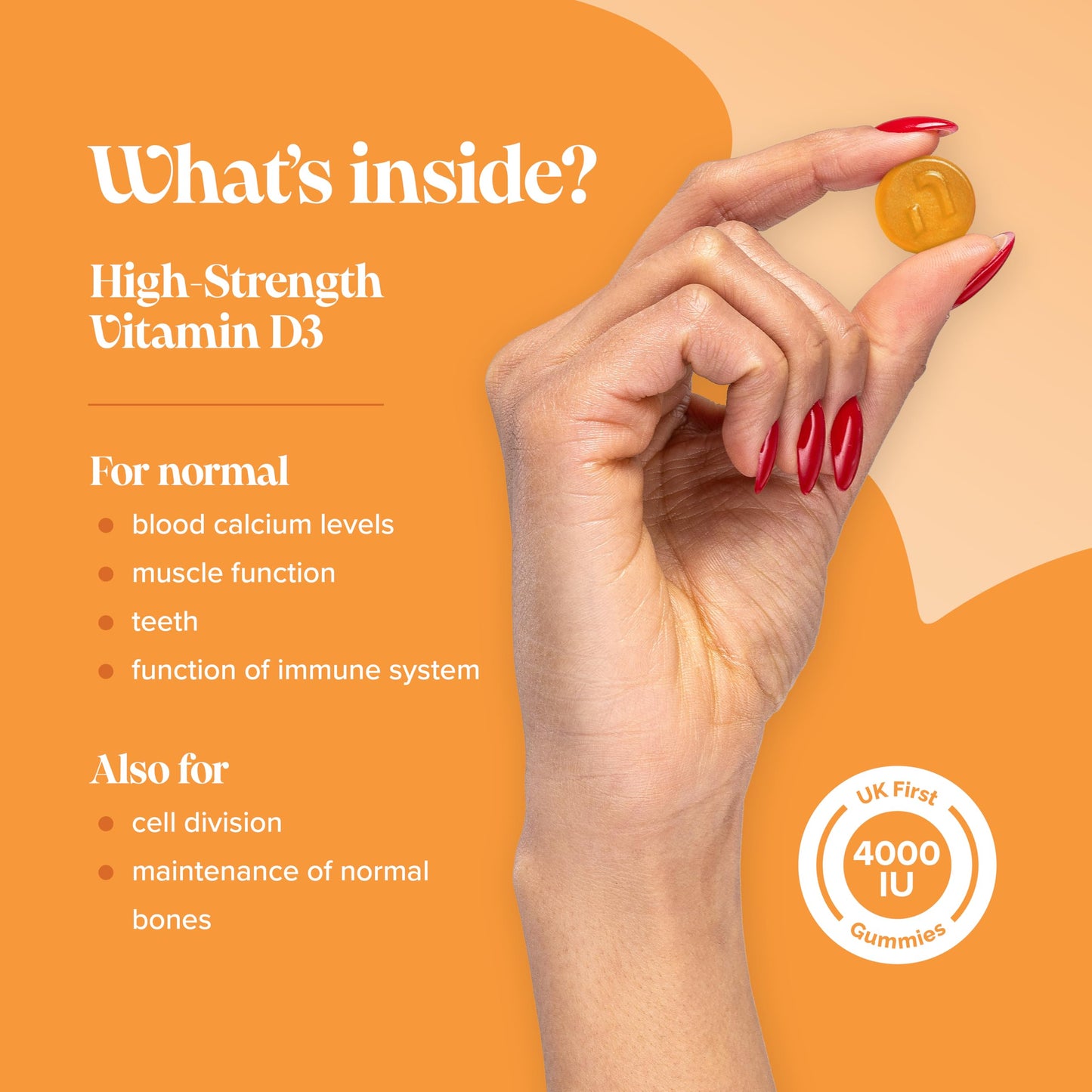 Vitamin D Gummies - 4000 IU Vitamin D3 - Vegetarian & Gluten Free - VIT D Gummies for Bones & Teeth - Alternative to Vitamin D Tablets & Spray - 60 Gummies - 1 Month Supply - Novomins
